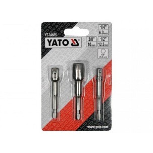 YATO Dugókulcs adapter készlet 3 részes 1/4" Hex -> 1/4", 3/8", 1/2" (négyszög)