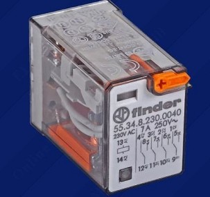 Finder Miniatűr dugaszolható ipari relé 4 váltóérintkezős 230V AC 7A 55.34.8.230.0040 