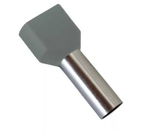 Szigetelt iker-érvéghüvely 2×2,5mm 2L= 10mm E16IR (SZÜRKE/KÉK)